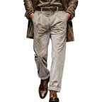 Men's Classic Light Gray Corduroy Straight-leg Casual Pants MTA0613K7U