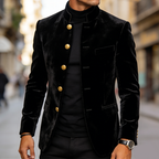 Men's Retro Casual Solid Color Velvet Stand Collar Jacket MTA2303L7TO
