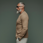 Men's Classic Casual Slub Yarn Ribbed Slim-fit Long-sleeved Shirt MTA2430L6K