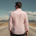 Men's Classic Casual Cotton And Linen Long-sleeved Shirt MTA2469L0K