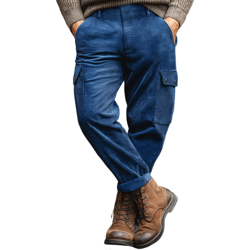 Men's Classic Royal Blue Corduroy Cargo Pants MTA0154K1U