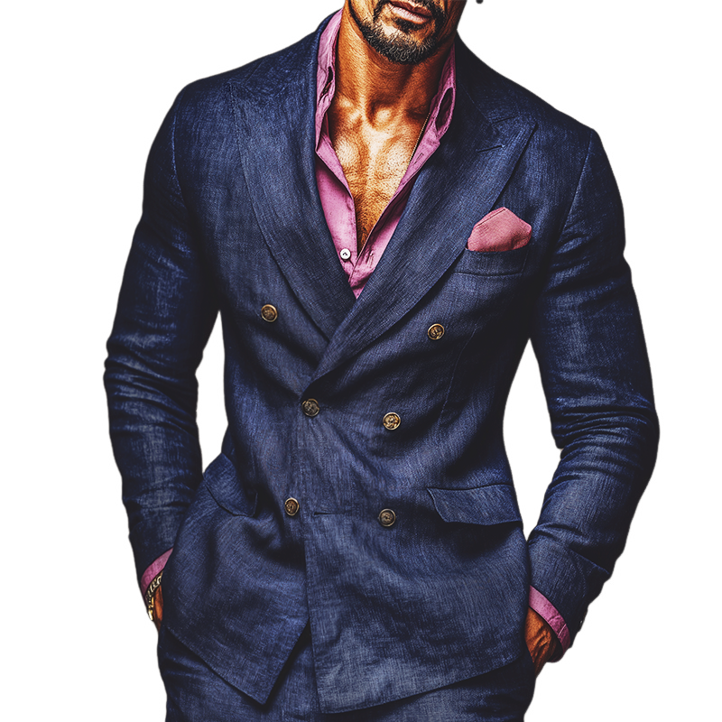 Men's Retro Casual Solid Color Blazer MTA2679L5TO