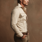 Men's Vintage Western-style Slim-fit Long-sleeved Cotton Shirt MTA2593L3U