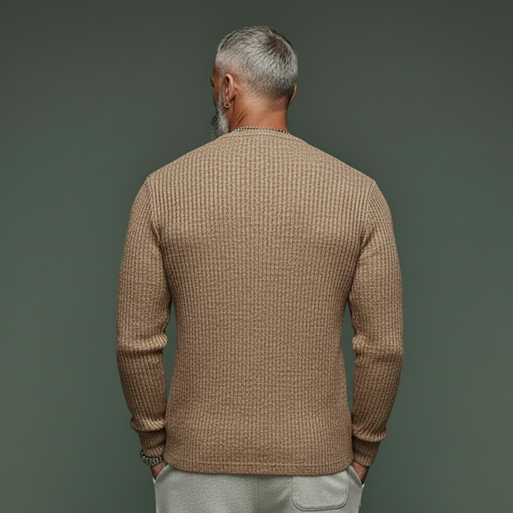 Men's Classic Casual Slub Yarn Ribbed Slim-fit Long-sleeved Shirt MTA2430L6K