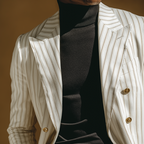 Men's Retro Casual Striped Double-Breasted Blazer MTA2470L9TO