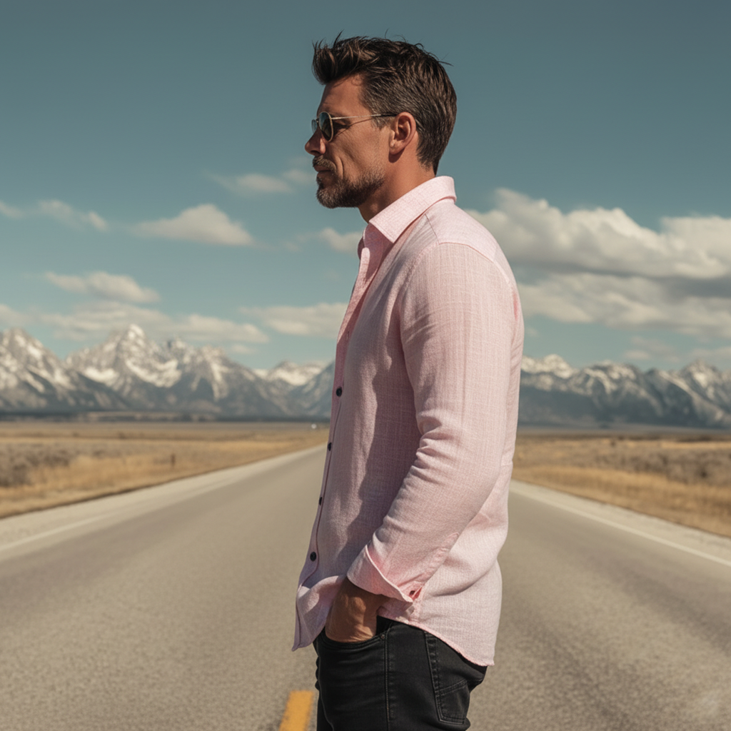 Men's Classic Casual Cotton And Linen Long-sleeved Shirt MTA2469L0K