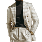 Men's Retro Casual Striped Double-Breasted Blazer MTA2470L9TO