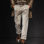 Men's Classic Light Gray Corduroy Straight-leg Casual Pants MTA0613K7U