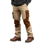 Men's Retro Waffle And Suede Color-blocked Straight-leg Trousers MTA1099K9U